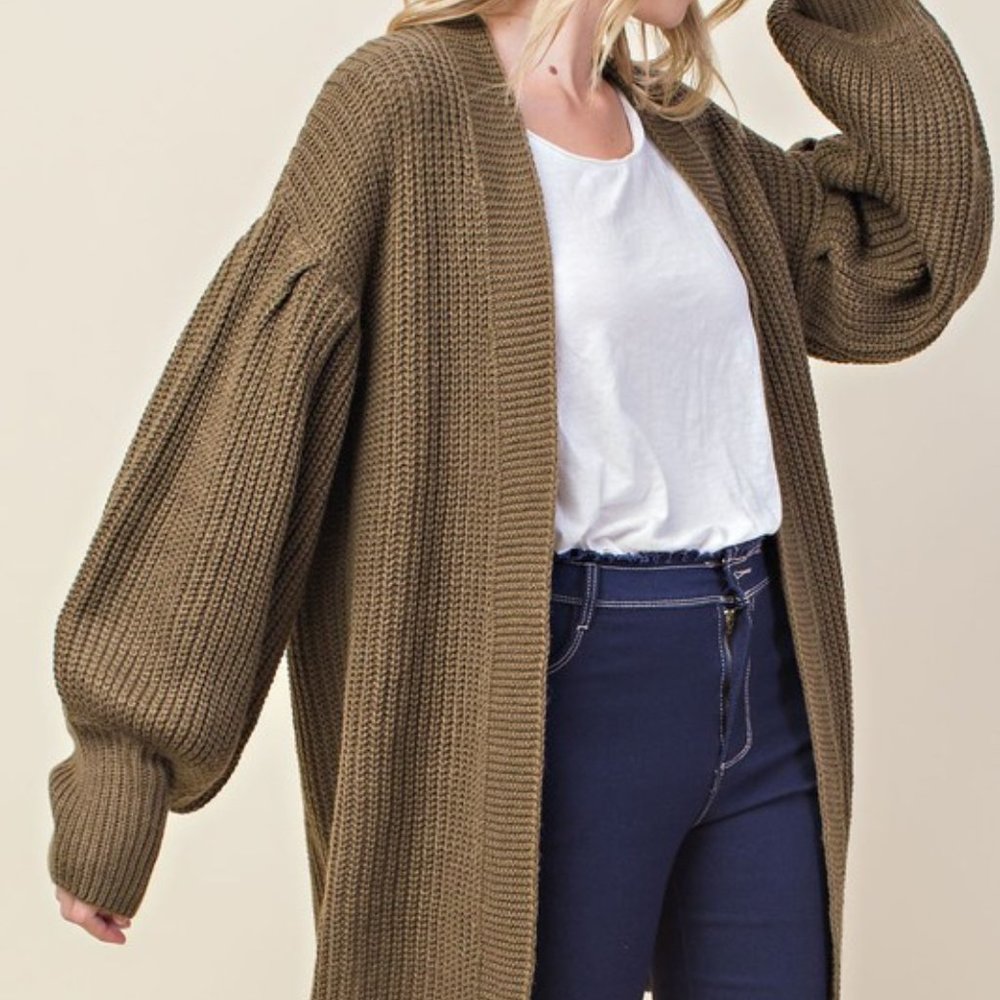Bubble Sleeve Sweater Cardigan - Picture 2 of 5
